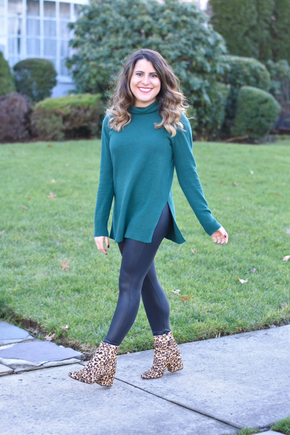 Spanx Faux Leather Leggings + Pop of Leopard
